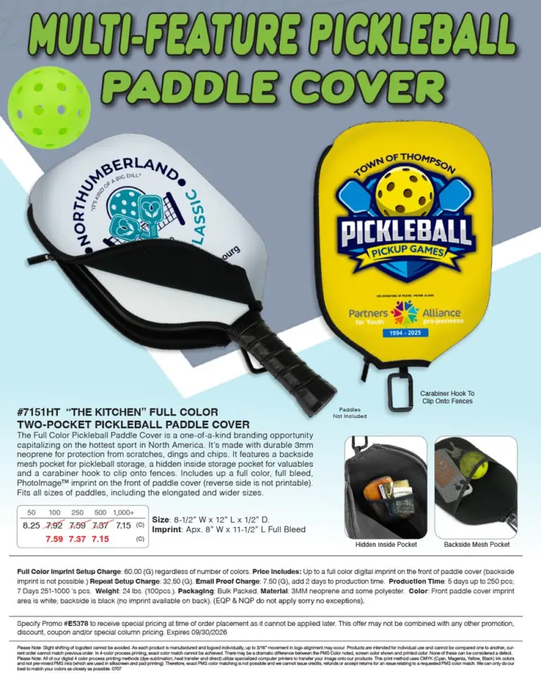 Pickleball paddle cover promotional product